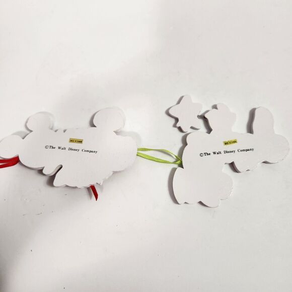 The Walt Disney Company Mickey & Minnie Mouse Vintage Wooden Ornaments SET OF 2 - Picture 2 of 9